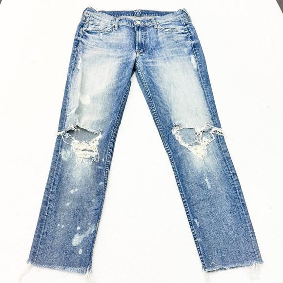 Mother The Dropout Fray Reckless Ripped Raw Hem Denim Jeans SIze 28 - Picture 2 of 10